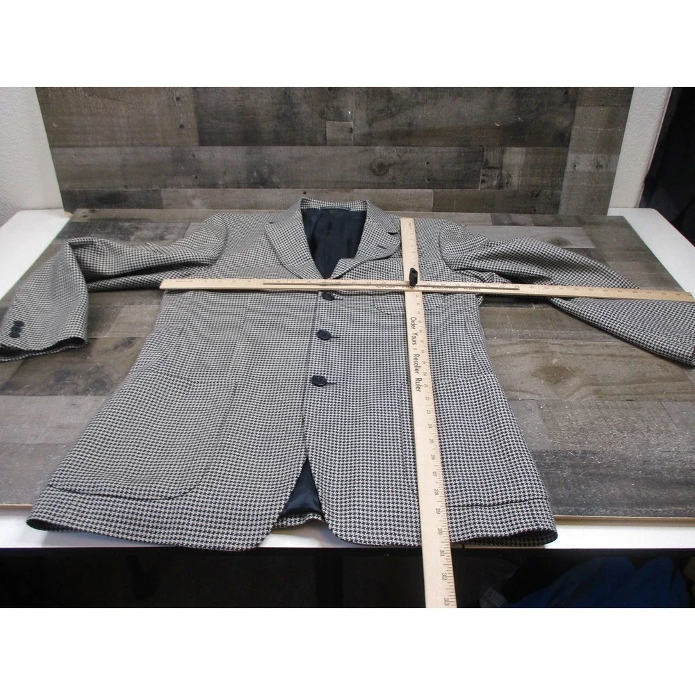 Ermenegildo Zegna Blazer Mens 50 Black White Silk Soft Sport Coat Houndstooth